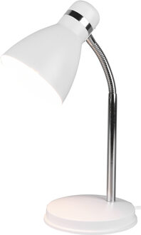 LED Bureaulamp - Tafelverlichting - Trion Himaya - E27 Fitting - Rond - Mat Wit - Aluminium