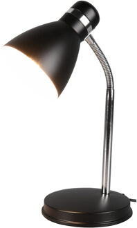 LED Bureaulamp - Tafelverlichting - Trion Himaya - E27 Fitting - Rond - Mat Zwart - Aluminium