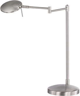 Led Bureaulamp - Tafelverlichting - Trion Kazin - 8w - Warm Wit 3000k - Rond - Mat Nikkel - Aluminium Zilverkleurig