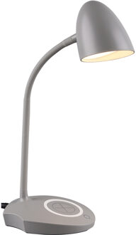 LED Bureaulamp - Tafelverlichting - Trion Lida - 4W - Warm Wit 3000K - Rond - Mat Grijs - Kunststof