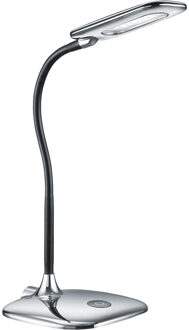 LED Bureaulamp - Tafelverlichting - Trion Poiny - 4W - Warm Wit 3000K - Rond - Mat Chroom - Kunststof Zilverkleurig