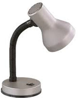 LED Bureaulamp - Tafelverlichting - Trion Printon - E27 Fitting - Rond - Mat Grijs - Kunststof