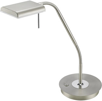 LED Bureaulamp - Trion Bernaro - 12W - Warm Wit 3000K - Dimbaar - Rond - Mat Nikkel - Aluminium Zilverkleurig