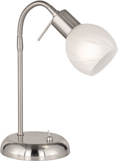 LED Bureaulamp - Trion Besina - E14 Fitting - Flexibele Arm - Rond - Mat Nikkel - Aluminium Zilverkleurig