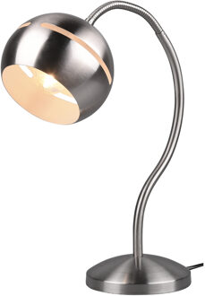 LED Bureaulamp - Trion Flatina - E14 Fitting - Dimbaar - Flexibele Arm - Rond - Mat Nikkel - Aluminium Zilverkleurig