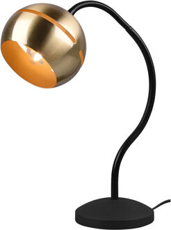 LED Bureaulamp - Trion Flatina - E14 Fitting - Dimbaar - Flexibele Arm - Rond - Mat Zwart/Goud - Aluminium