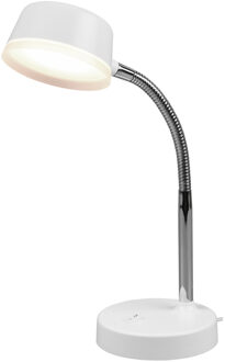 LED Bureaulamp - Trion Kiki - 4W - Warm Wit 3000K - Rond - Mat Wit - Kunststof