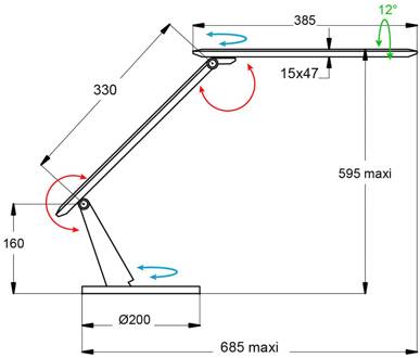 LED bureaulamp Zig met bedieningsveld zwart mat zwart