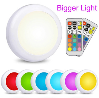 LED Cabinet Light battery RGB Color Puck Lights Dimmable Under Shelf Kitchen Counter Lighting remote controller night light