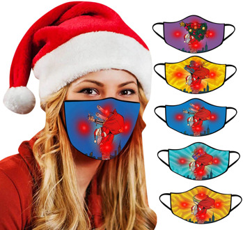 LED Christmas Adult Mask Light Up Mask Reusable Breathable Mask Cloth Mouth Caps Washable Mouth Mask Protective Face Mask masque