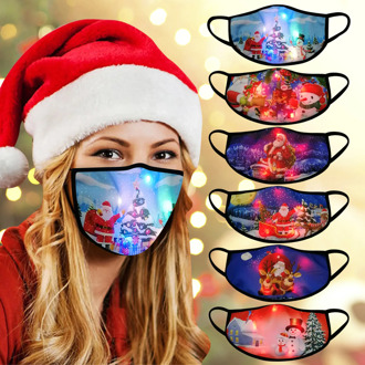 LED Christmas Mask Reusable Mouth Cover Christmas Lights Glowing Mask Protective Mask Cotton Breathable Face Mask masques