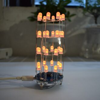 Led Cilindrische Cube8x4 Licht Kubus Elektronische Diy Eenvoudige Maken Kit Voor Beginners oranje LED
