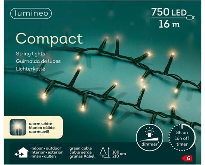 LED compact ricelights buiten 16m-750L groen warm wit Lumineo Zwart