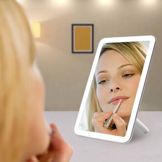 Led Cosmetische Spiegel Touch Screen Make-Up Spiegel 180 Graden Roterende Usb Charger Stand Voor Tafelblad Badkamer Slaapkamer Reizen