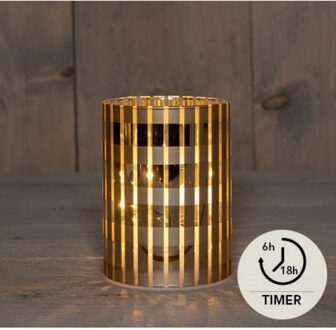 LED Cylinder glas ruit goud 9x12cm