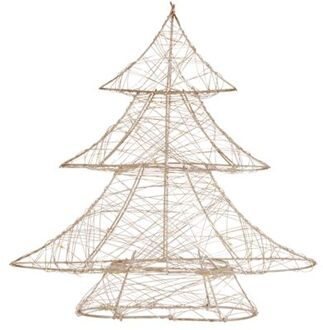 LED-deco kerstboom met 20 warmwitte LED's, 30 cm hoog, gemaakt van metaal, goud, kerstboom met verlichting Goudkleurig