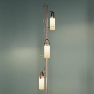 LED design vloerlamp Galerie met 3 lampen gemarmerd, mat koper, bruin, wit