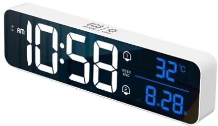 LED Digital Alarm Clock for Bedroom Electronic Clock with Thermometer 2 Alarms Snooze Function 5 Level Brightness Wall Mount Mirror Clocks USB for Bedside Desk Office