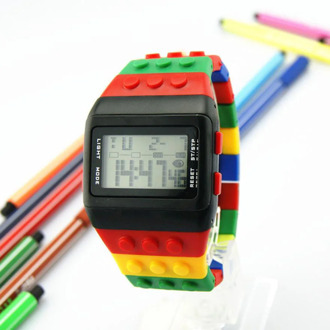 LED Digital Wrist Clock for Children watches Boys Girls Unisex Colorful Electronic Sports Watch for Lego watch buildinng