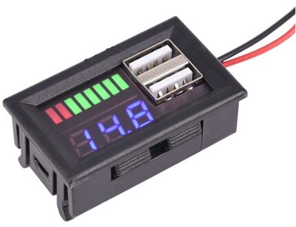 Led Digitale Display Voltmeter Voltage Meter Volt Tester Dual Usb 5V 2A Voor Dc 12V Auto Motorfietsen Voertuigen batterij Capaciteit Blauw