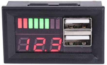 Led Digitale Display Voltmeter Voltage Meter Volt Tester Dual Usb 5V 2A Voor Dc 12V Auto Motorfietsen Voertuigen batterij Capaciteit Rood