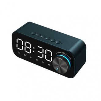 Led Digitale Display Wekker Bluetooth Speaker Draadloze Subwoofer Muziekspeler Met Grote Capaciteit Batterij Spiegel Radio blauw