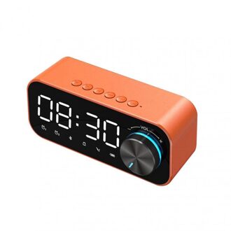 Led Digitale Display Wekker Bluetooth Speaker Draadloze Subwoofer Muziekspeler Met Grote Capaciteit Batterij Spiegel Radio oranje