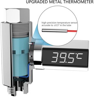 Led Digitale Douche Batterij Gratis Zichtbaar Nauwkeurige Real Tijd Water Temperatuur Monitor (Silver)
