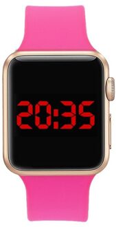 Led Digitale Horloge Voor Vrouwen Waterdichte Sport Heren Horloges Siliconen Armband Horloge Elektronische Klok Saat Horloges Vrouwen roos rood