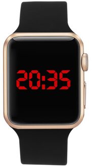 Led Digitale Horloge Voor Vrouwen Waterdichte Sport Heren Horloges Siliconen Armband Horloge Elektronische Klok Saat Horloges Vrouwen zwart roos goud