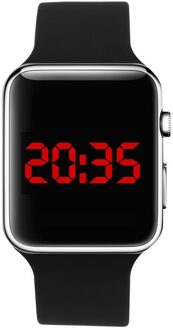 Led Digitale Horloge Voor Vrouwen Waterdichte Sport Heren Horloges Siliconen Armband Horloge Elektronische Klok Saat Horloges Vrouwen zwart zilver