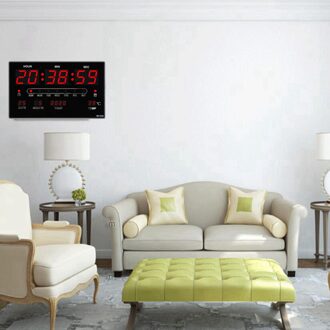 Led Digitale Muur Wekker Kalender Grote Display W/Indoor Temperatuur Datum