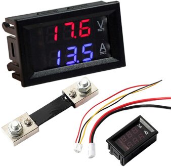 Led Digitale Voltmeter Amperemeter Ons Dc 100V 10/50 / 100A Voltmeter Ampèremeter Led Dual Digitale Volt Amp Meter Gauge 50A x shunt