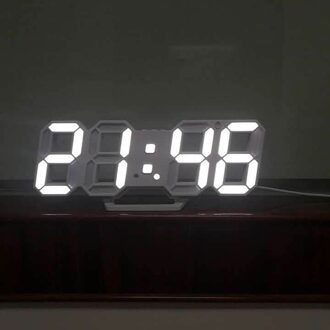 Led Digitale Wandklok Alarm Datum Temperatuur Automatische Backlight Tafel Klokken Home Decoratie Stand Hangen Klokken wit