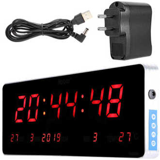 Led Digitale Wandklok Kalender Temperatuur Display Horloge Voor Thuis Woonkamer Decoratie