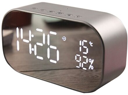 Led Digitale Wekker Draadloze Bluetooth Tafel Elektronische Klokken Usb Wakker Fm Radio Snooze Functie Voor Home Office Travel grijs