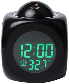 Led Digitale Wekker Horloge Tafel Elektronische Desktop Klokken Usb Wakker Fm Radio Tijd Projector Snooze Functie 2 Alarm 2 # 9x9cm zwart