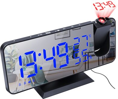 Led Digitale Wekker Horloge Tafel Elektronische Desktop Klokken Usb Wakker Fm Radio Tijd Projector Snooze Functie 2 Alarm 2 # A2