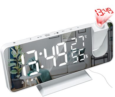 Led Digitale Wekker Horloge Tafel Elektronische Desktop Klokken Usb Wakker Fm Radio Tijd Projector Snooze Functie 2 Alarm 2 # A3