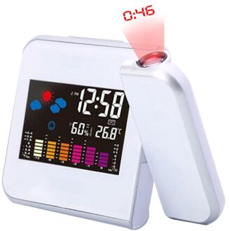 Led Digitale Wekker Horloge Tafel Elektronische Desktop Klokken Usb Wakker Fm Radio Tijd Projector Snooze Functie 2 Alarm wit zonder USB