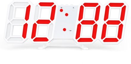Led Digitale Wekker Moderne 3D Grote Wandklok Elektronische Lichtgevende Tafel Klokken Home Decoratie 3d Elektronische Wekker rood kleur