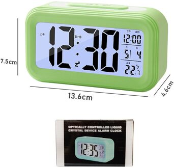 Led Digitale Wekker Smart Mute Backlight Elektronische Klok Temperatuur Kalender Snooze Functie Wekker groen
