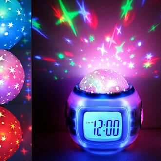 Led Digitale Wekker Snooze Starry Star Gloeiende Wekker Voor Kinderen Babykamer Kalender Thermometer Nachtlampje Projector