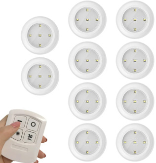 LED Dimmable Under Cabinet night Light Battery Operated Puck Lighting Closets Lights with Remote Control for Wardrobe kitchen