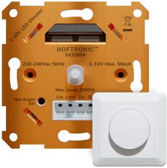 LED Dimmer - 1-10V - Max 50mA - Incl. wit frame en draaiknop - Geschikt voor 1-10V dimbare verlichting - voor LED High Bay & LED Panelen Wit/oranje