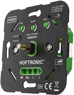 LED dimmer HD600W - 0.5-600 watt - Geschikt voor fase afsnijding (trailing edge) & fase aansnijding (leading edge) - 2-draadsdimmer - Inbouw dimmer - Universeel Zwart