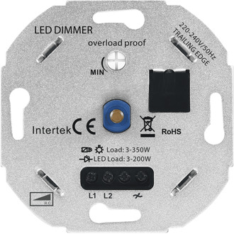 LED Dimmer Inbouw - 3-200 Watt - Geschikt voor fase afsnijding - trailing edge - Geschikt voor alle merken afdekmateriaal - Universeel Grijs