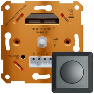 LED Dimmer Inbouw - 3-400 Watt - Geschikt voor fase aan- en afsnijding - Incl. zwart frame en druk/draaiknop - Auto detectie - Min/Max. Instelbaar