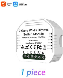 Led Dimmer Module Smart Leven/Tuya App Diy 2 Gang Wifi 2 Way Lichtschakelaar Afstandsbediening Werk met Alexa Google Thuis 1 stuk