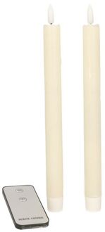 LED dinerkaarsen - 2x - ivoor - 23 cm - LED kaarsen Wit